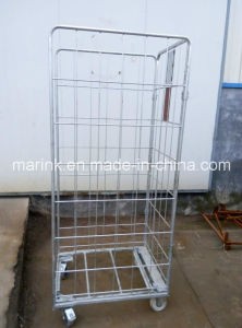 Electro Galvanized Roll Container / Trolley with Wheels